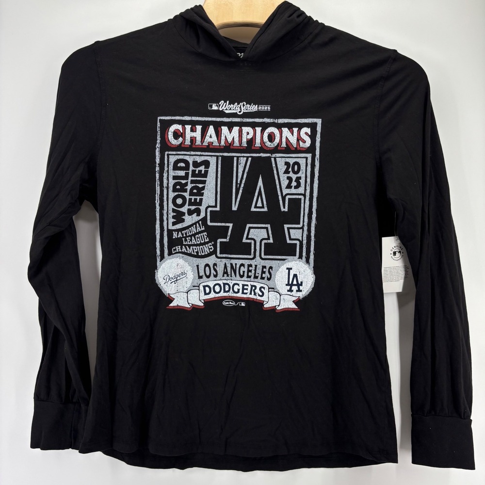 Majestic Threads Hoodie Men XL Black LA Dodgers Ohtani 2024 World Series NWT